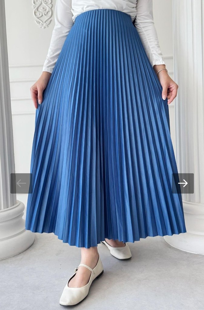 Mavi Piliseli Uzun Kadın Etek - Görsel 2