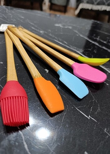 5li Mini Bambu Spatula Seti Renkli