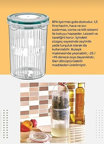 Süzgeçli Saklama Kabı 1500 ml - Görsel 3