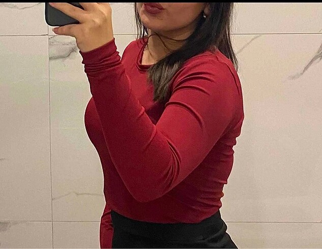 Bordo Uzun Kollu Bluz
