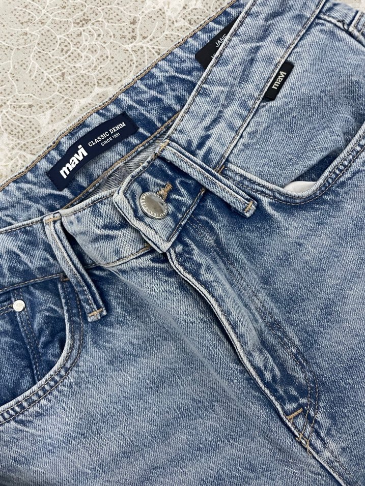 Kadın Mavi Denim Bol Kesim Midi Kot Pantolon - Görsel 2