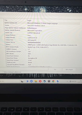 Acer Swift 3 Dizüstü Bilgisayar