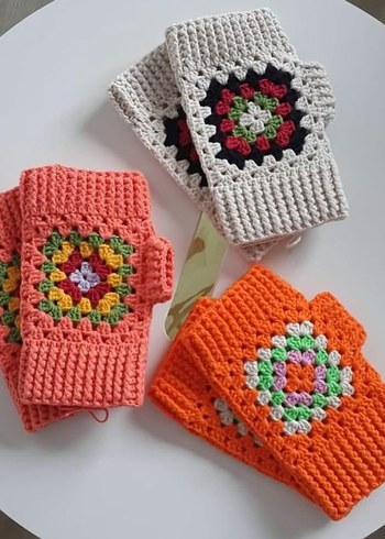 Örgü Bohem Kadın Eldiveni Kalp Detaylı - Görsel 2