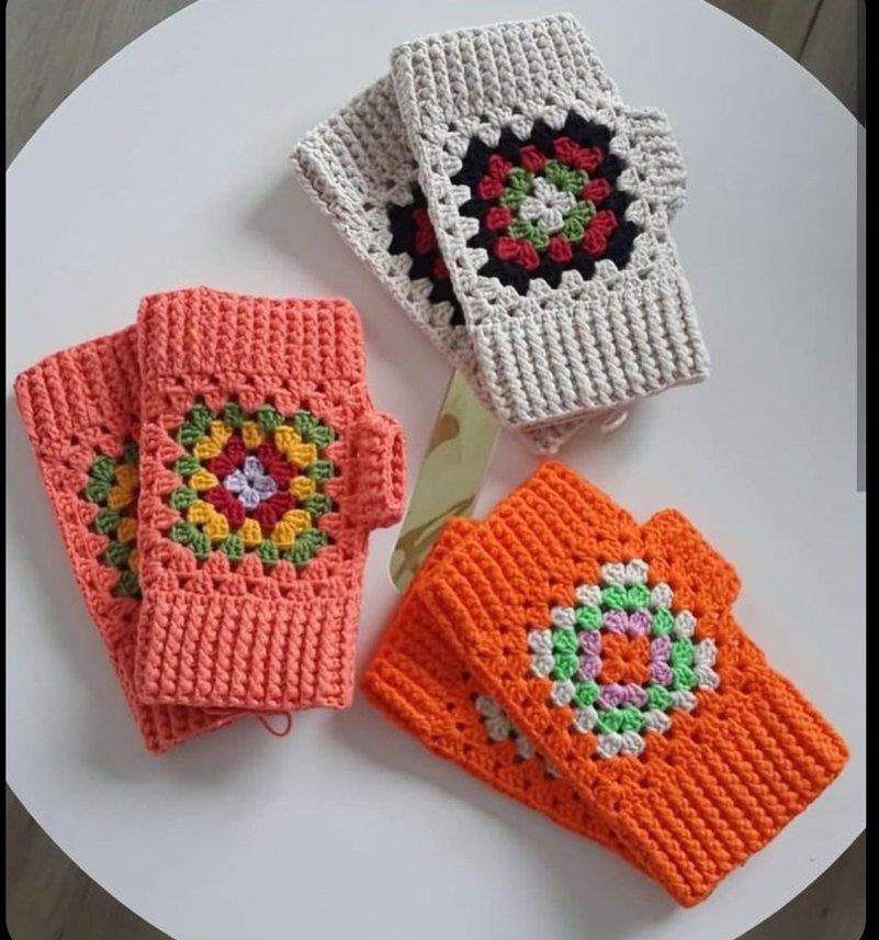 Örgü Bohem Kadın Eldiveni Kalp Detaylı - Görsel 2