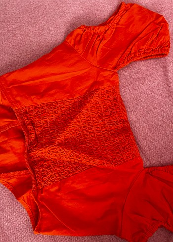 H&M Kırmızı Crop Bluz S/M - Görsel 5