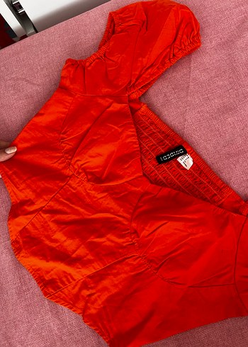 H&M Kırmızı Crop Bluz S/M - Görsel 4