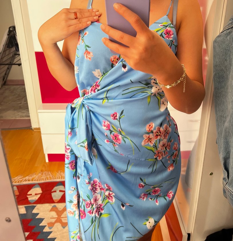 Çiçek Desenli Midi Elbise - Görsel 3