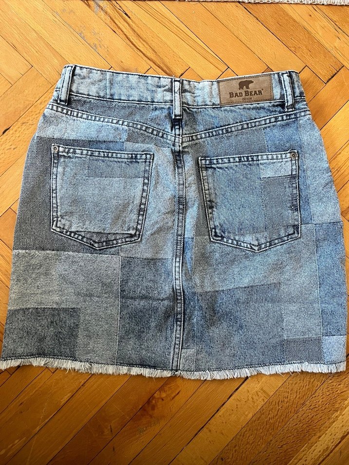 Gri Denim Mini Etek- BadBear - Görsel 3