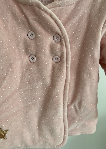 Puantiyeli Pembe Kız Çocuk Düğmeli Mont Miny Center - Görsel 3