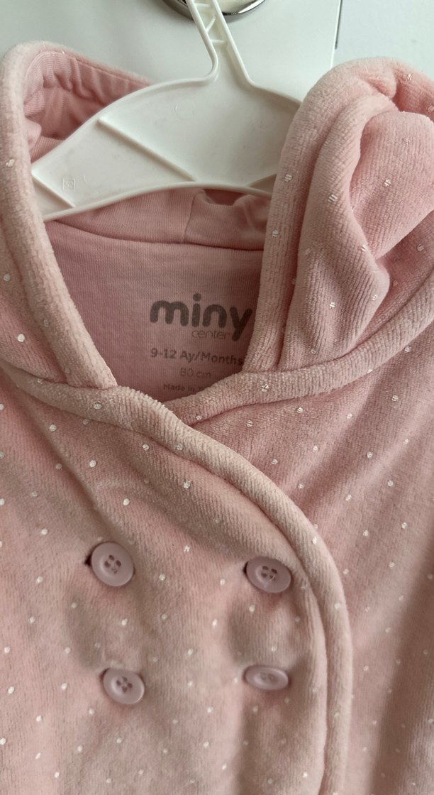 Puantiyeli Pembe Kız Çocuk Düğmeli Mont Miny Center - Görsel 2