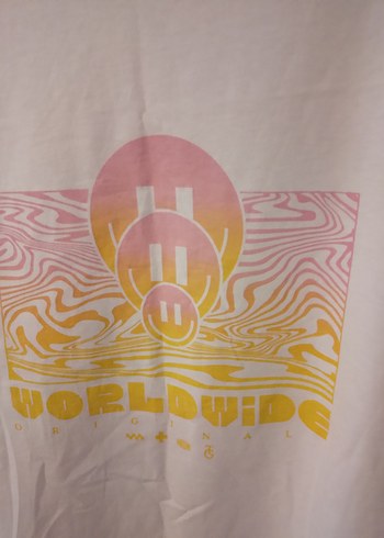 Beyaz Baskılı Oversize Pamuklu Erkek Tişört - Görsel 3