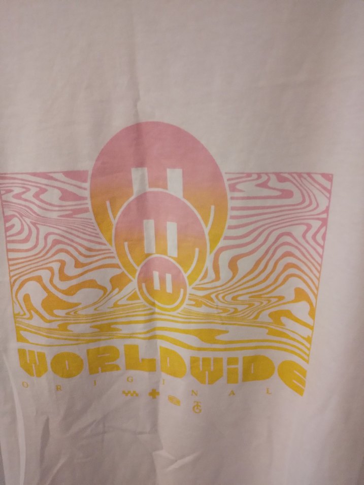 Beyaz Baskılı Oversize Pamuklu Erkek Tişört - Görsel 3