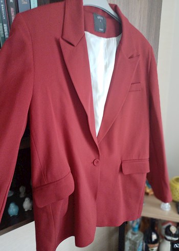 Kırmızı Düğmeli Kadın Blazer Ceket - Görsel 4