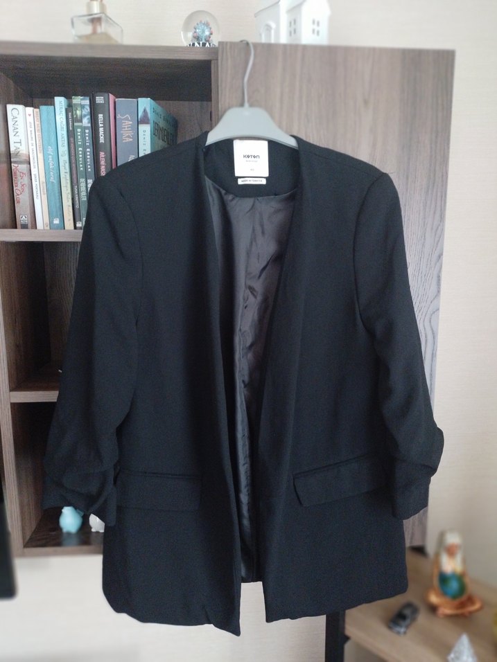 Siyah Kadın Düğmeli Ofis Blazeri - Görsel 2