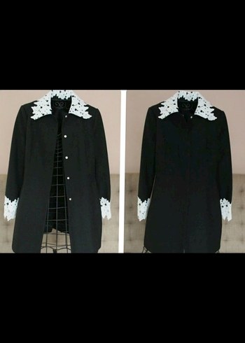 Düğmeli Siyah Midi Kadın Blazer - Görsel 12