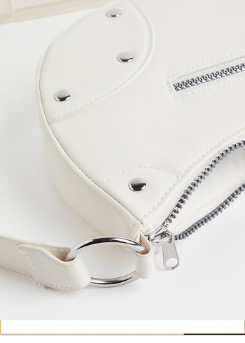 Minimalist Beyaz Deri Tokalı Kadın Çanta - Görsel 3