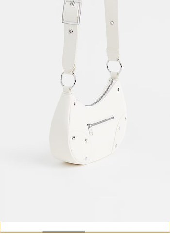 Minimalist Beyaz Deri Tokalı Kadın Çanta - Görsel 2