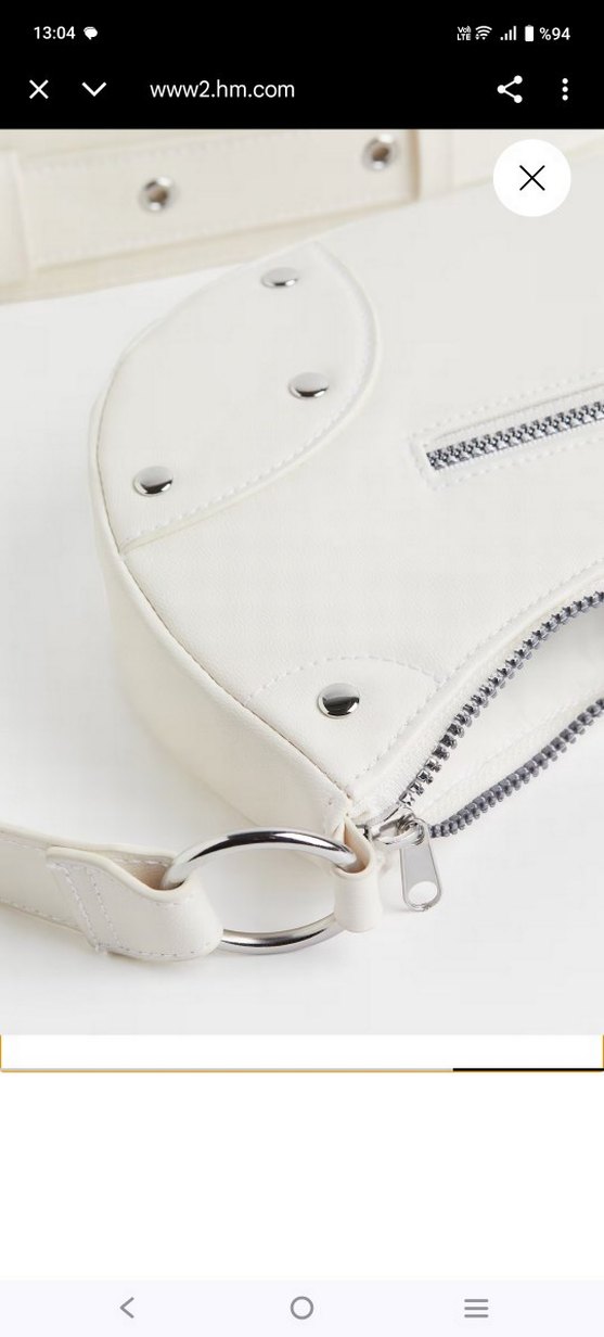 Minimalist Beyaz Deri Tokalı Kadın Çanta - Görsel 3