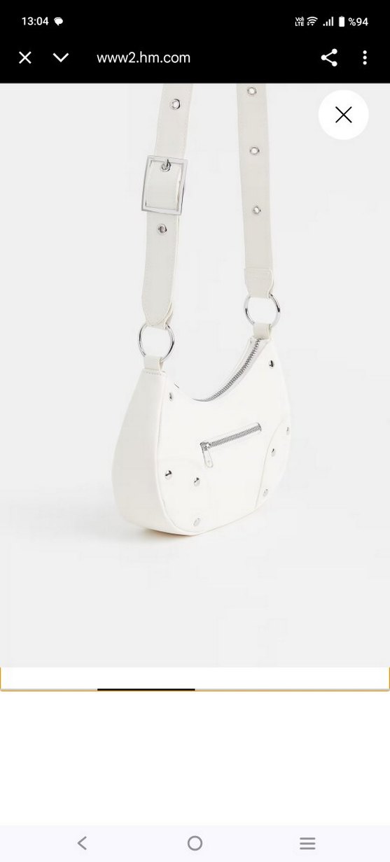 Minimalist Beyaz Deri Tokalı Kadın Çanta - Görsel 2