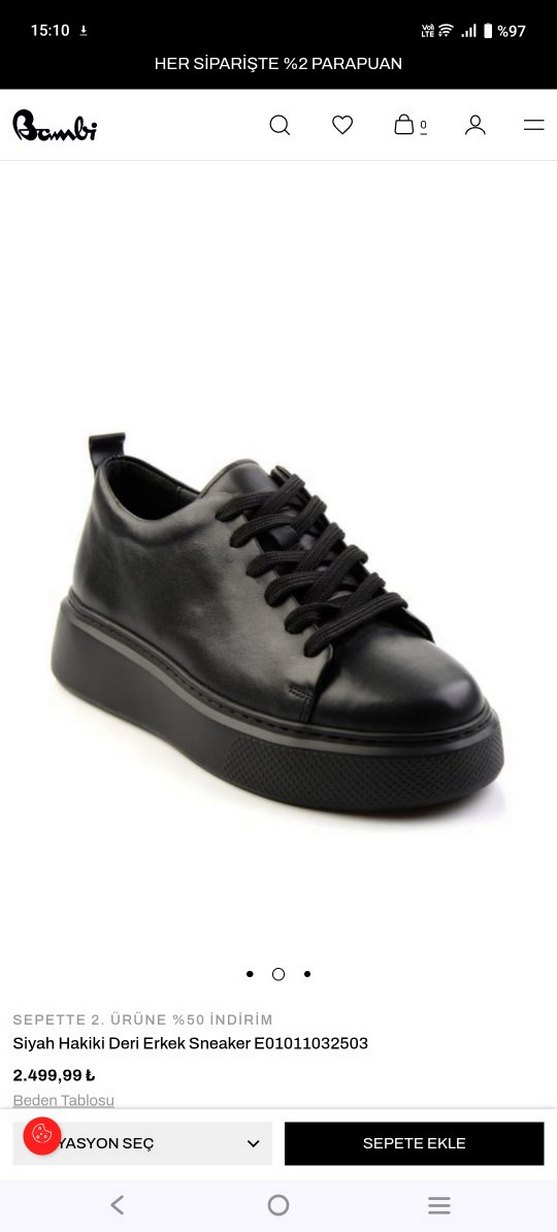 Siyah Bambi Sneakers - Görsel 2