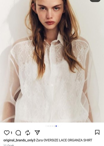Beyaz Oversize Organze Gömlek - Görsel 3