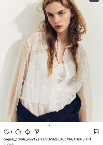 Beyaz Oversize Organze Gömlek - Görsel 2