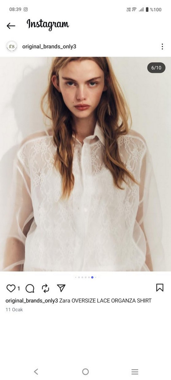 Beyaz Oversize Organze Gömlek - Görsel 3