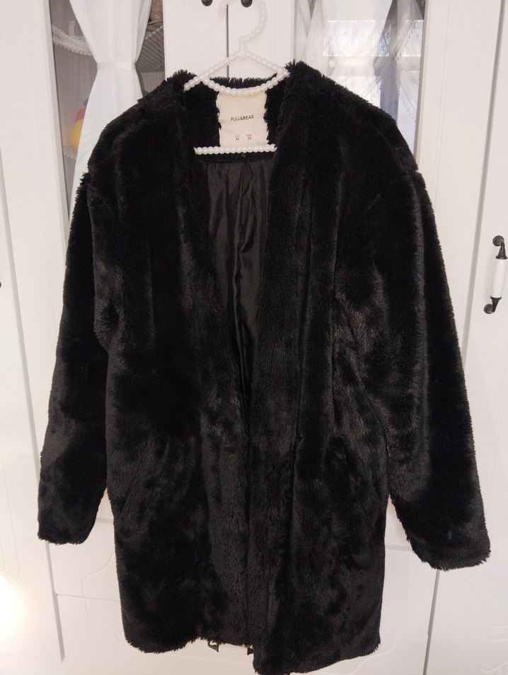 Pull and Bear Kürk Detaylı Midi Kaban - Görsel 4