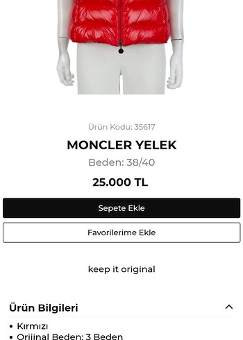 Moncler Orijinal Yelek - Görsel 2