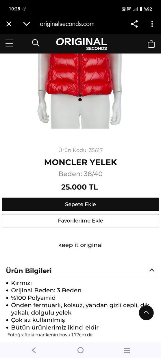 Moncler Orijinal Yelek - Görsel 2