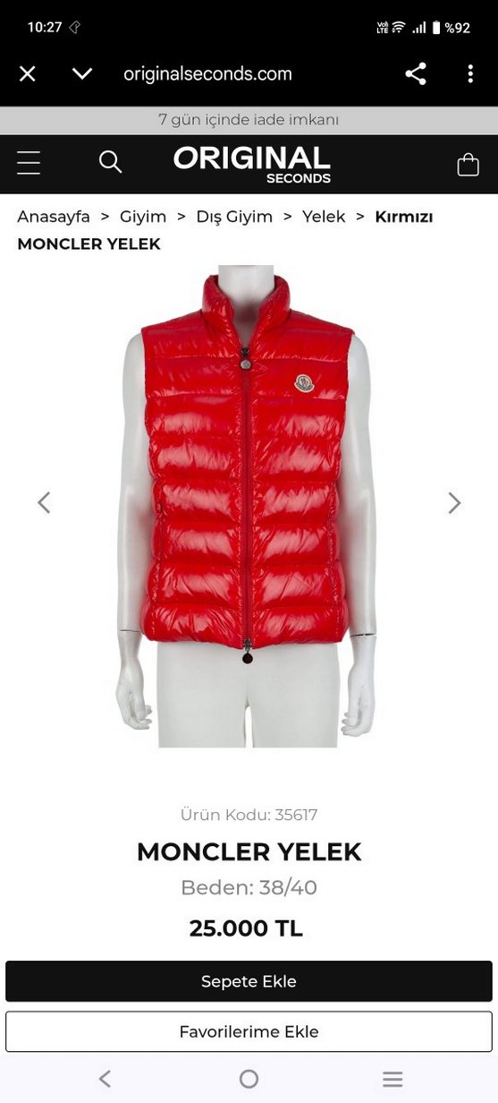 Moncler Orijinal Yelek - Görsel 3