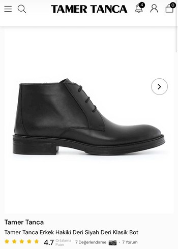 Tamer Tanca Hakiki Deri Siyah Bot 41 Numara - Görsel 4