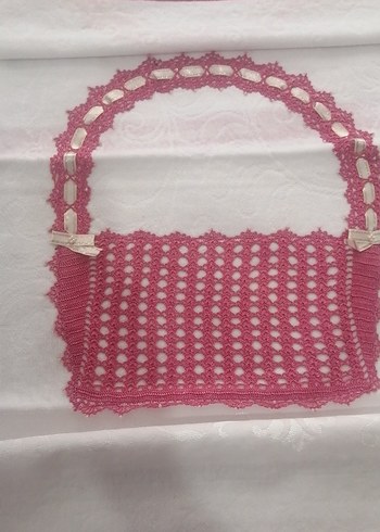 Pembe İşlemeli El Yapımı Dantel çeyizlik havlu
