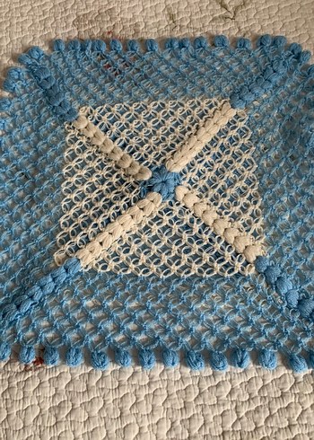 Mavi ve Beyaz Örgü Banyo Süngeri - Görsel 2