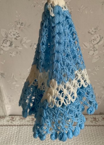 Mavi ve Beyaz Örgü Banyo Süngeri - Görsel 3