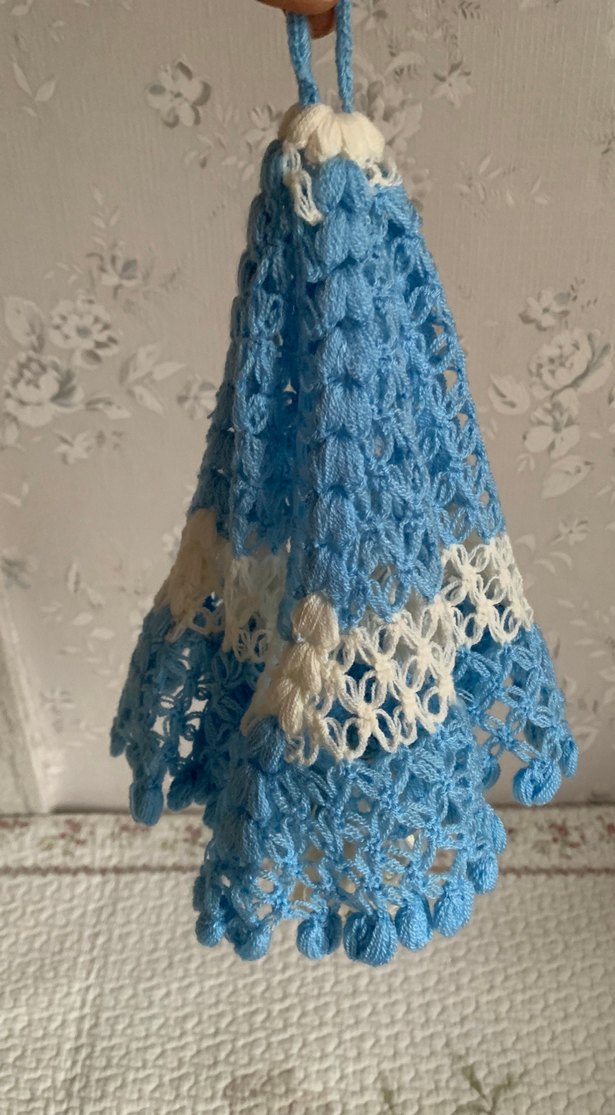 Mavi ve Beyaz Örgü Banyo Süngeri - Görsel 3