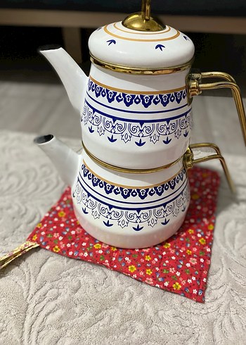 Renkli Çiçek Desenli Kırmızı tutacak ve çay altı - Görsel 2