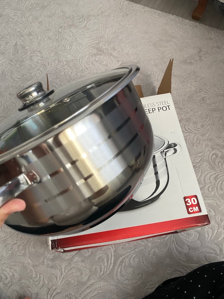 30 CM Derin Paslanmaz Çelik Tencere - Görsel 2