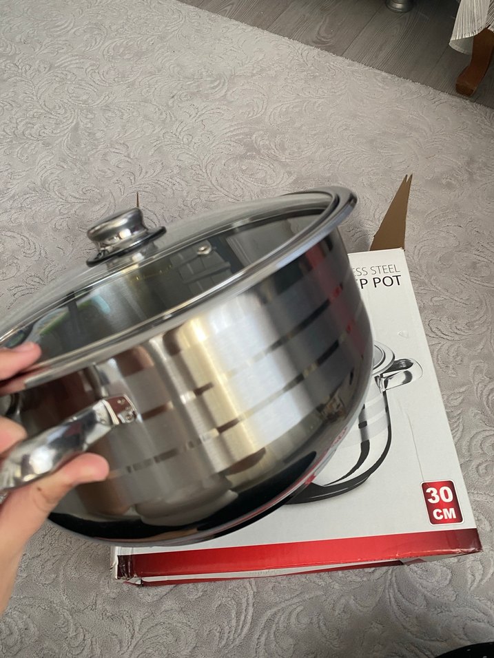 30 CM Derin Paslanmaz Çelik Tencere - Görsel 3