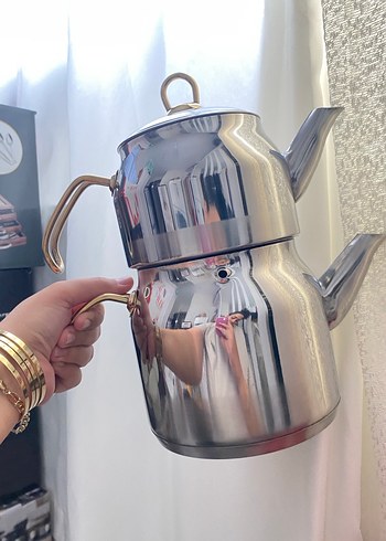 Altın Renkli Parlak Çaydanlık Takımı - Görsel 2