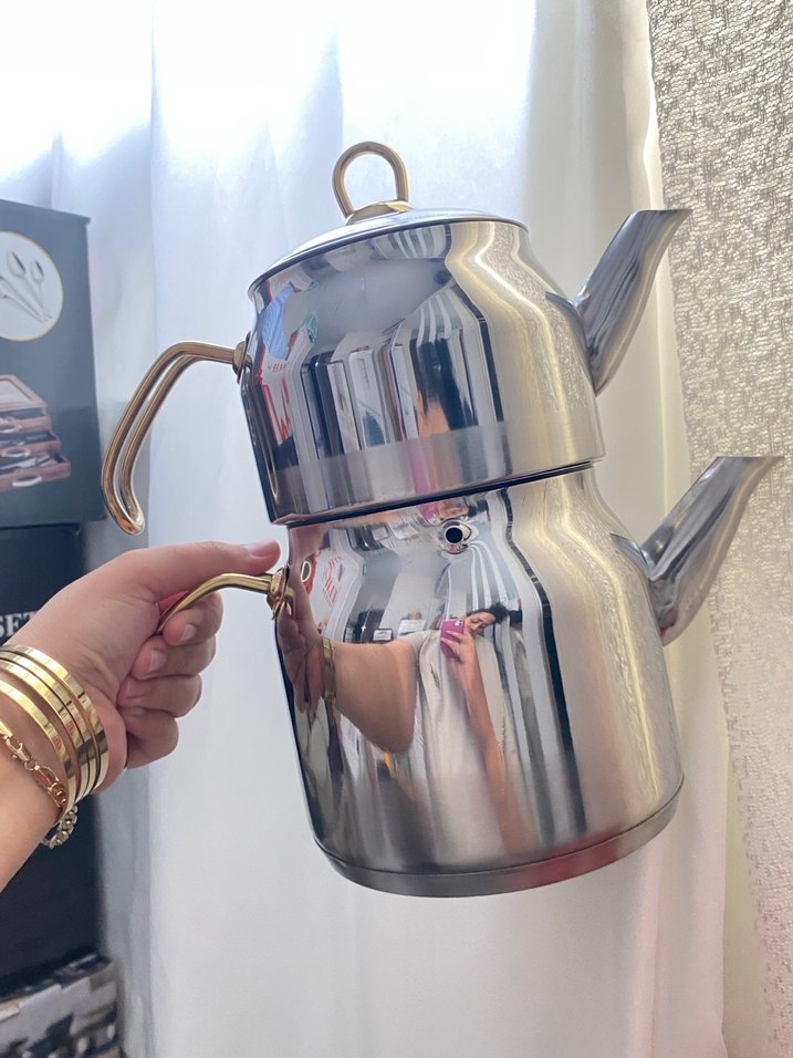 Altın Renkli Parlak Çaydanlık Takımı - Görsel 2