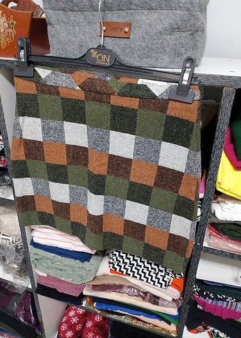 Bohem Kareli Örgü Midi Etek - Görsel 2