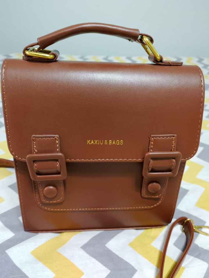 Kahverengi Deri Tokalı Kadın Çanta - Görsel 4