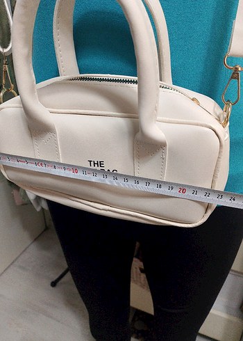 Beyaz Deri Fermuarlı Tote Çanta - Görsel 4