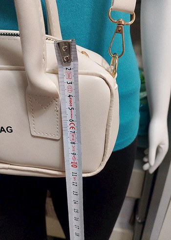 Beyaz Deri Fermuarlı Tote Çanta - Görsel 5