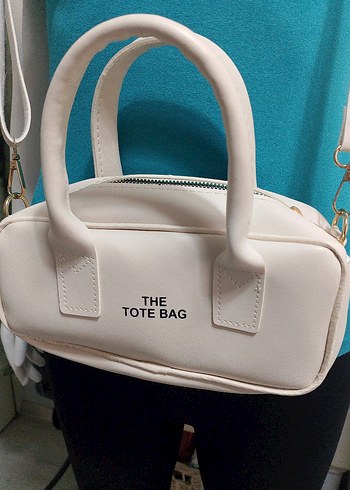 Beyaz Deri Fermuarlı Tote Çanta - Görsel 2