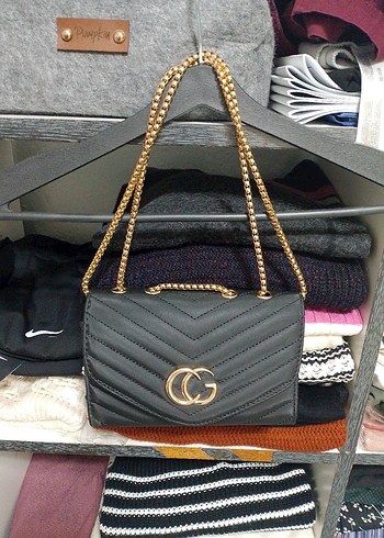 Zincir Detaylı Siyah Deri Kadın Çanta - Görsel 4