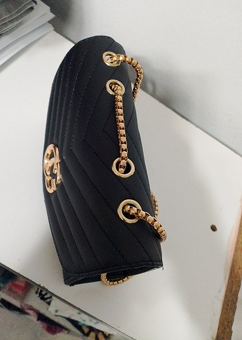 Zincir Detaylı Siyah Deri Kadın Çanta - Görsel 2