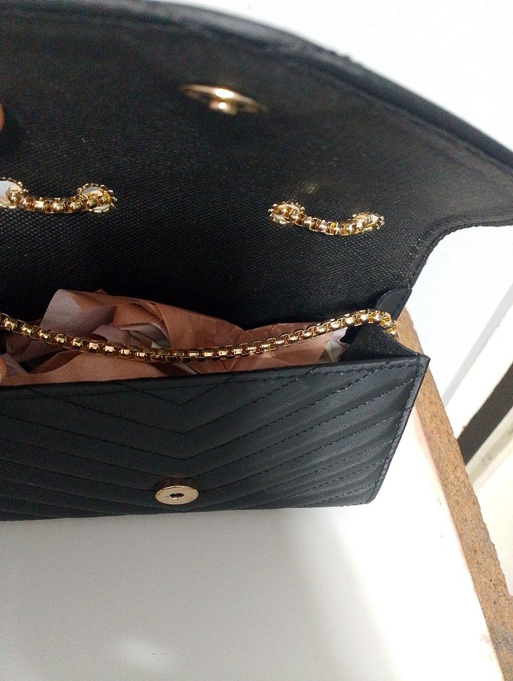 Zincir Detaylı Siyah Deri Kadın Çanta - Görsel 3