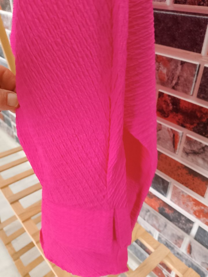 Pembe Pamuklu Düğmeli Kadın Gömlek - Görsel 3